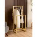 Вешалка напольная металлическая двойная в стиле лофт Этна золотой