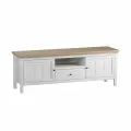 Тумба под ТВ 21 Сканди 159,1х43,2x56 см из массива сосны, белый воск/антик