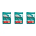 Purina One сухой корм для стерилизованных кошек и кастрированных котов, с высоким содержанием лосося и пшеницей, 200 г, 3 шт