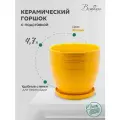 Горшок Вещицы с поддоном BH-25, 4.7 л, 21x20 см, желтый