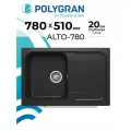 Мойка для кухни каменная POLYGRAN ALTO-780, Черная, Врезная, Квадратная, С крылом (Космос)