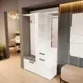 Прихожая Мебель Трия Эрика, ЛДСП, белая, с зеркалом и обувницей