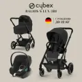 Коляска Cybex Balios 3 в 1, Moon Black, 3 положения спинки, дождевик