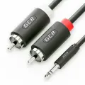 GCR Кабель-переходник 1.0m аудио jack 3,5mm / 2 х RCA, черный