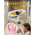 Ванночка для купания новорожденных и малышей складная, с подставкой, розовой анатомической подушкой и шлангом,87х46х21см