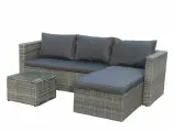 Набор садовой мебели, Комплект для дачи Окланд на 4 персоны, искусственный ротанг, серый