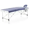 Стол массажный складной алюминиевый JFAL01A 3-х секционный (голубой / белый)