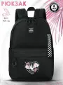UFO PEOPLE Рюкзак женский городской спортивный черный модный/Ранец школьный для девочек подростков, девушек, для ноутбука/Портфель черный современный вместительный для школы тренировок прогулок, 40х35
