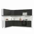 Кухонный гарнитур угловой, без столешницы, Пасаденна №2, 220х300см Белый / Угольный Камень