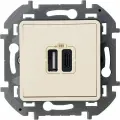 Розетка Legrand Inspiria, USB + USB Type-C, цвет слоновая кость