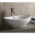 Раковина Ceruttispa CR7027 накладная, белая, лодочка, с переливом 590х385х195