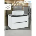 Тумба с раковиной подвесная Орлеан 70, белая матовая-чёрная (раковина Ovale)