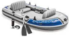 Надувная четырехместная лодка 315х165х43 см Excursion 4 Set Intex 66324 с веслами и насосом