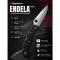 Cкладной нож Spyderco Endela (C243PBK), лезвие 87 мм, длина ножа 206 мм, сталь VG-10, рукоять нейлон, Япония