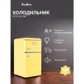 Холодильник TESLER RT-95 YELLOW, 91л, класс А+, морозилка сверху, ретро-стиль