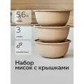 Набор мисок с крышками «Шарм №23», Альт-Пласт, 5,6л (3шт), пластик, какао