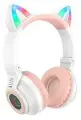 Беспроводные наушники Cat Ear Borofone BO18 Wireless Bluetooth 5.0 со светящимися кошачьими ушками белые