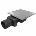 Трап квадратный душевой Vimarr YC-2 515YC231011050 10х10 см с рамкой из нержавеющей стали, с горизонтальным выходом D50 мм, решетка под плитку (перевертыш)