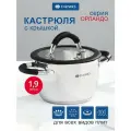 Кастрюля нержавеющая сталь, 1.9 л, с крышкой, крышка стекло, Daniks, Орландо, GS-01435-16CA, серебристая, индукция