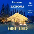 Уличная светодиодная бахрома 25х0,6 метра, теплая белая