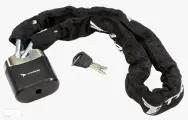 Замок противоугонный TRIX, цепь, навесной замок, с ключами, 8х900мм, в тканевой оплетке, стальной, черный