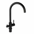 Смеситель для кухни с фильтром для питьевой воды и поворотным С-образным гусаком, черный