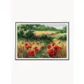 Алмазная мозаика на подрамнике / Картина стразами Маковое поле 40х50 , сложность 5, цветов 23, Komas