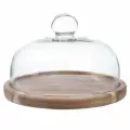 Блюдо с крышкой, 23х15 см, дерево/стекло, круглое