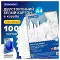 Картон белый А4 мелованный (белый оборот) 100 листов, в коробке, BRAUBERG, 210х297мм, 116415