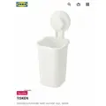 Стакан для зубных щёток IKEA Tisken, пластик, белый, крепление на присоске
