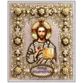 Набор для вышивания хрустальными бусинами и настоящими камнями, Образа в каменьях, Господь Вседержитель (венчальная)