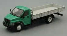 Масштабная модель автомобиля коллекционная ГАЗон C41R33 бортовой, зеленый / серый