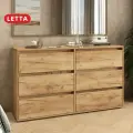Комод Letta City New, 6 ящиков, ЛДСП, золотой дуб, 140 см x 39,4 см x 83 см