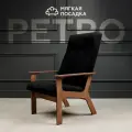 Кресло для отдыха ретро от Мягкой посадки с высокой спинкой, обивка черный велюр