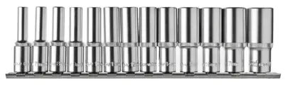Набор головок 1/2 6-граней длинных 13 предметов 8,10,12,13,14,15,16,17,18,19,21,22,24мм на планке AUTOMASTER AMT-404113L