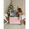 Детская кухня SITSTEP с вытяжкой, интерактивной плитой (со звуком и светом), розовые фасады