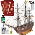 Модель парусного корабля OcCre (Испания), Линкор Santisima Trinidad, 1000 часов, М.1:90, набор для сборки + подставка, инструменты, краски, клей