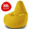 Кресло мешок Bean Joy, пуфик мешок, бескаркасное кресло, размер 3XL, мебельный велюр, желтый