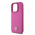 DKNY для iPhone 15 Pro Max чехол PU Repeat Stack metal logo Hard Pink (MagSafe)