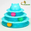 Игровой комплекс «Пижон» для кошек с 3 шариками, 24.5×24.5×13 см, голубой