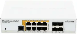 MikroTik CRS112-8P-4S-IN Коммутатор управляемый, 12 портов, 8x1 Гбит/с, SFP 4x1 Гбит/с, PoE 8x30Вт (до 160Вт)