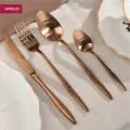 Столовые приборы, набор 16 предметов Apollo Lungo Rose Gold 4 персоны матовое золото