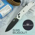 Нож складной Benchmade Bugout 535 Black White / Нож туристический из высокоуглеродистой стали / Drop Point Черный клинок - Белая рукоять