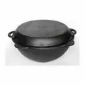 Чугунный казан Davr Metall 12 л круглое дно с крышкой сковородкой казан12(круг)+крыш(сков)12л