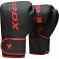 Перчатки тренировочные RDX F6 черный/красный матовый, вес 14 oz
