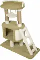 Высокая когтеточка-столбик с домиком и лежанкой для кошек Игруля оливковый