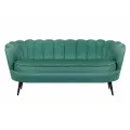 Прямой дизайнерский диван ракушка, Pearl triple green V2, зеленый с черными ножками