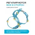 Шлейка для кошек и собак мелких пород анатомическая размер XXS, светоотражающая, голубая
