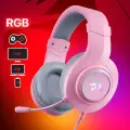 Игровые наушники с микрофоном REDRAGON HYLAS Розовые, RGB