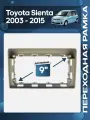 Рамка переходная Toyota Sienta 2003 - 2015 для 9 магнитолы / Wide Media